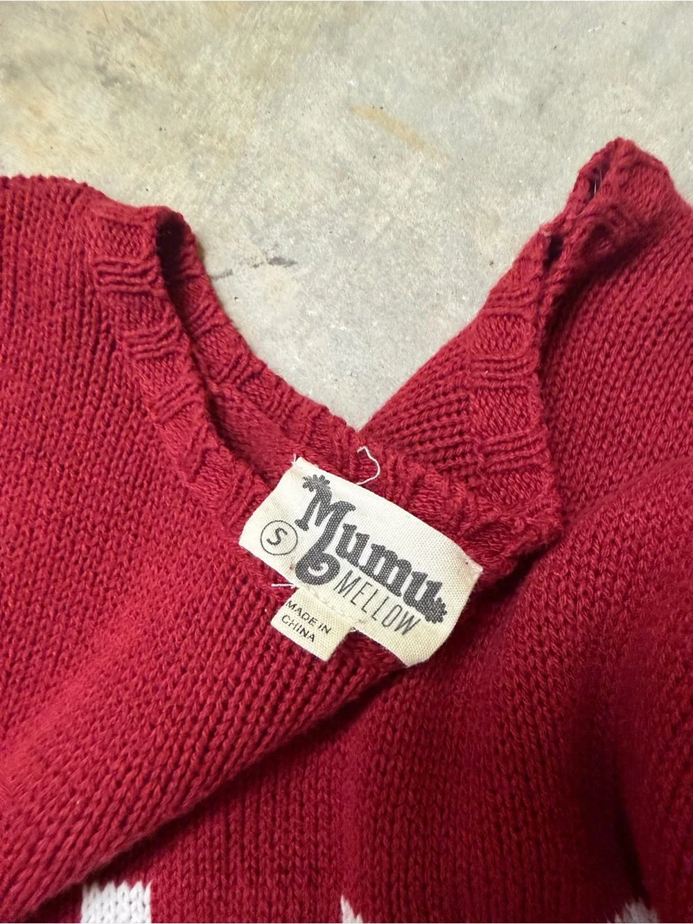Show Me Your MuMu Burgundy 'LOVE' Crewneck Sweater with White Stripes
